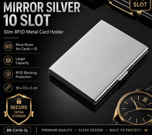 đRFID Blocking Stainless Steel Card Holder, Slim Portable AntiâTheft Metal Credit Card Case