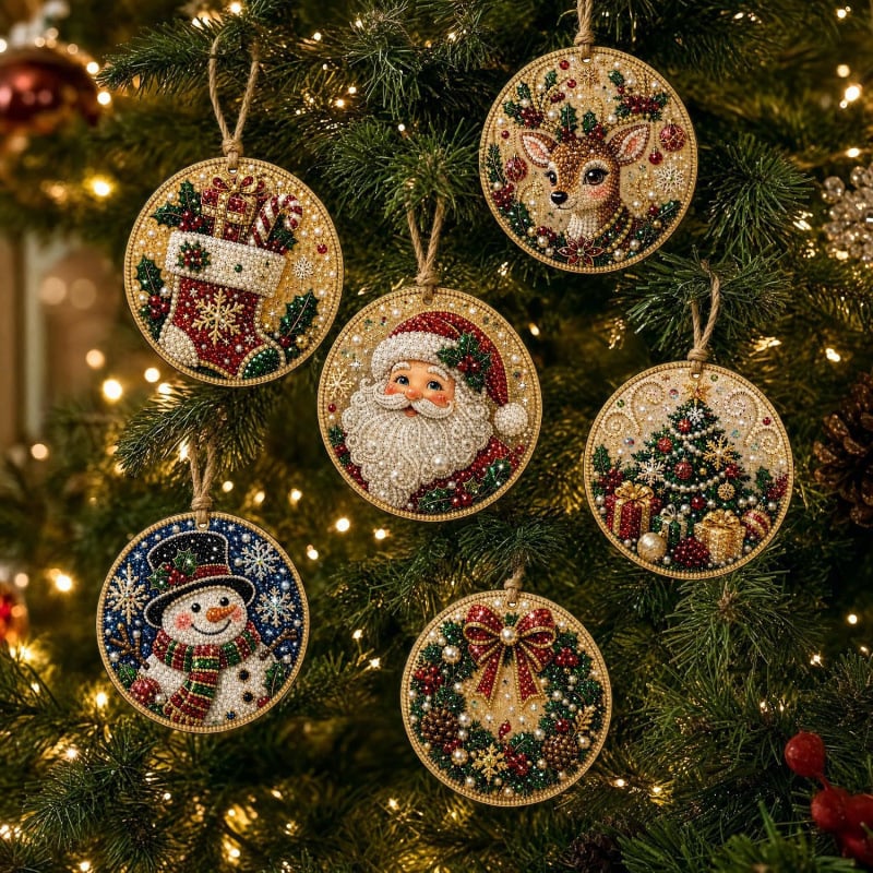 🎄🎄Only $19.99 Last Day Buy 1 Get 1 Free ! ! !🎄Christmas DIY Diamond Painting Ornaments Kit🎅