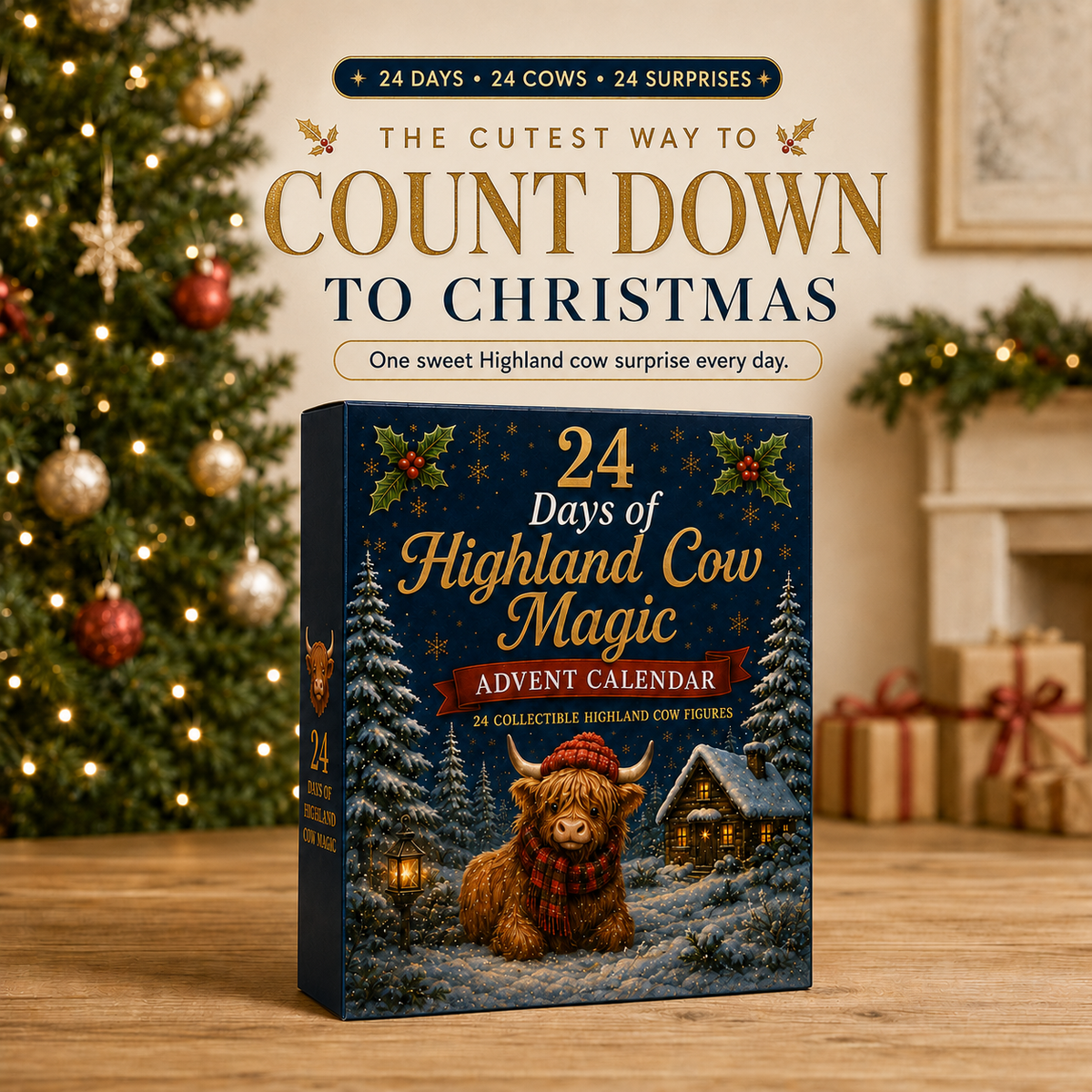 🎁🔥LAST DAY 53% OFF-🐮 24 Days of Highland Cow Advent Calendar