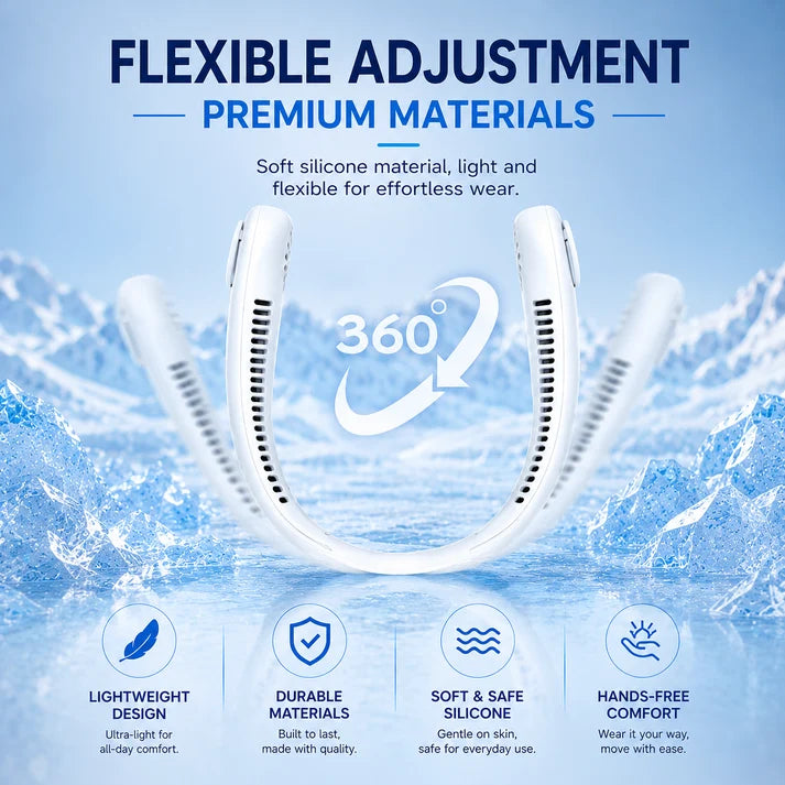 🥳2026 HOT SALE🥳💞50K+ SOLD!🍃💨 50% OFF! Neck Air Conditioner Fan – Ultra‑quiet, 360° rotating, Hands‑free cooling, long battery. 😎🌬️