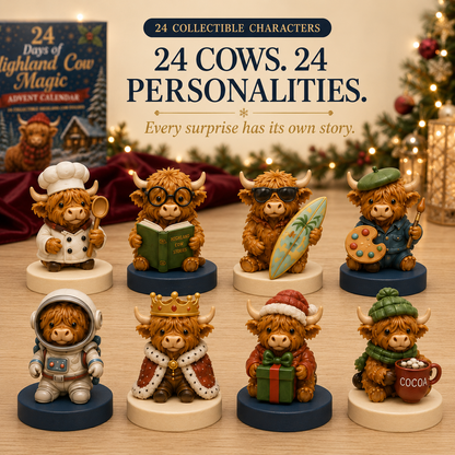 🎁🔥LAST DAY 53% OFF-🐮 24 Days of Highland Cow Advent Calendar