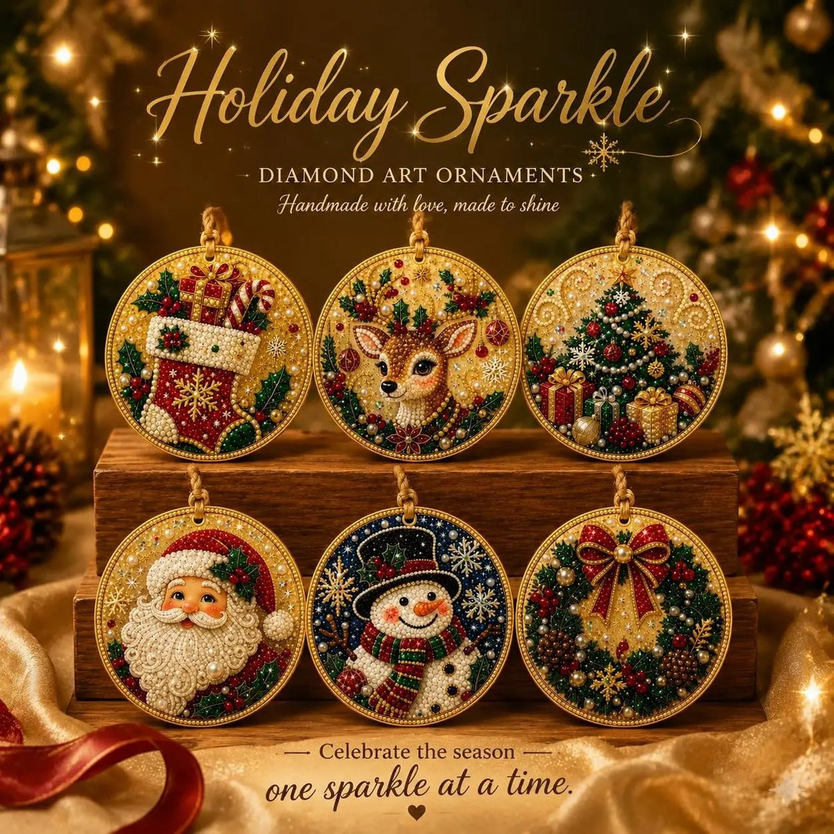 🎄🎄Only $19.99 Last Day Buy 1 Get 1 Free ! ! !🎄Christmas DIY Diamond Painting Ornaments Kit🎅