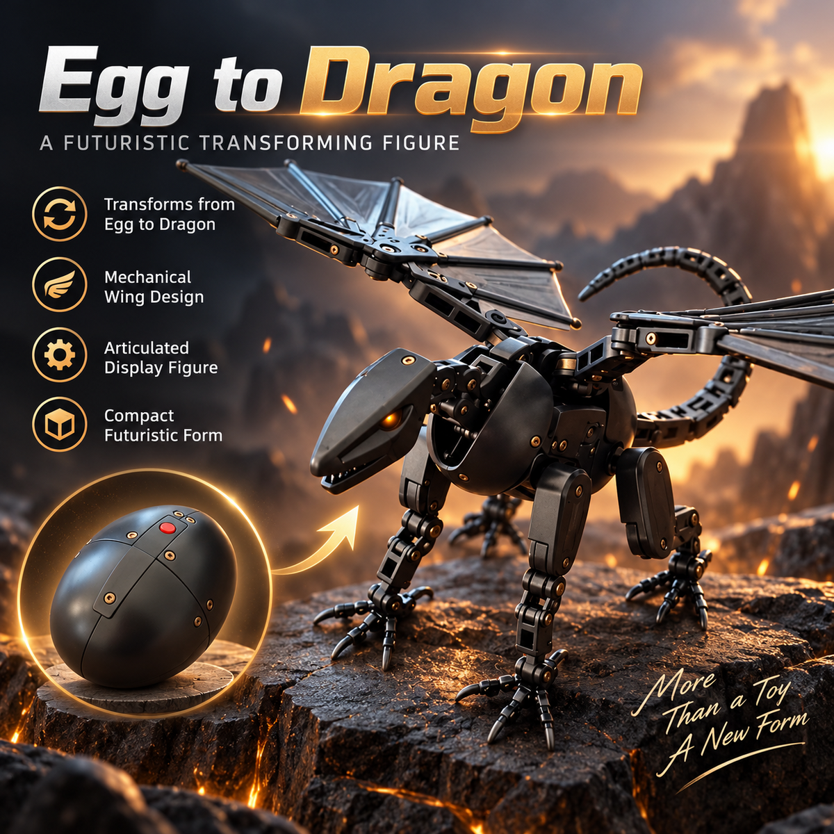 🔥HOT SALE 30% OFF🥚🐉 DragonMorph – Egg to Dragon Transforming Mechanical Toy🐉