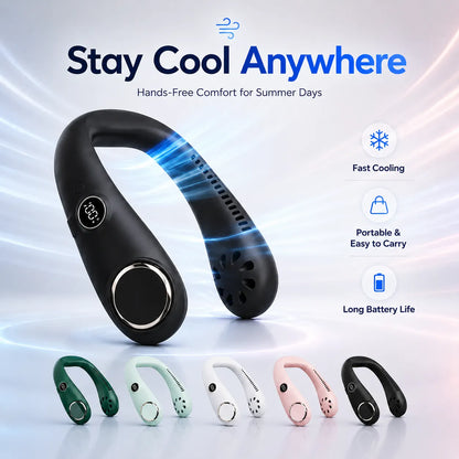 🥳2026 HOT SALE🥳💞50K+ SOLD!🍃💨 50% OFF! Neck Air Conditioner Fan – Ultra‑quiet, 360° rotating, Hands‑free cooling, long battery. 😎🌬️