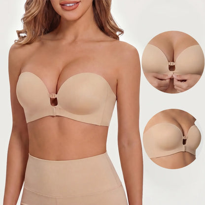 🎄 2026 Black Friday: 70% OFF!💗Women's Strapless Front-Closure Push-Up Bra – Anti-Slip Grip