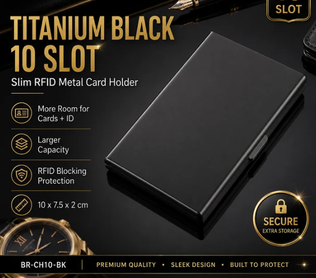 🔒RFID Blocking Stainless Steel Card Holder, Slim Portable Anti‑Theft Metal Credit Card Case