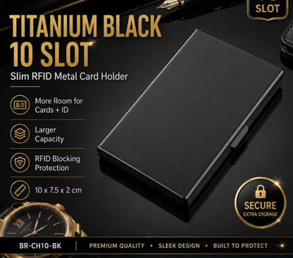 🔒RFID Blocking Stainless Steel Card Holder, Slim Portable Anti‑Theft Metal Credit Card Case