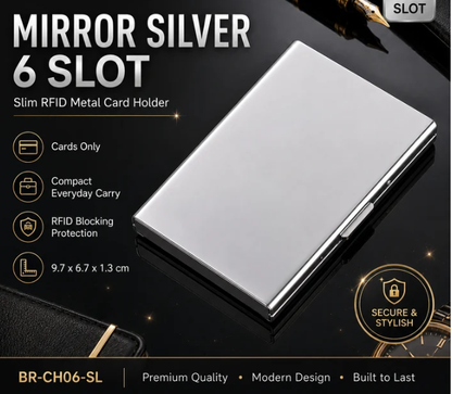 🔒RFID Blocking Stainless Steel Card Holder, Slim Portable Anti‑Theft Metal Credit Card Case
