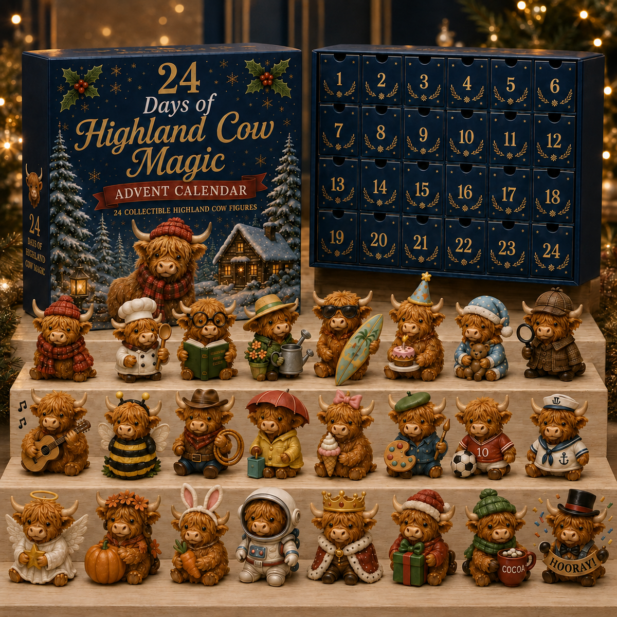 🎁🔥LAST DAY 53% OFF-🐮 24 Days of Highland Cow Advent Calendar
