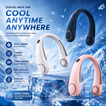 🥳2026 HOT SALE🥳💞50K+ SOLD!🍃💨 50% OFF! Neck Air Conditioner Fan – Ultra‑quiet, 360° rotating, Hands‑free cooling, long battery. 😎🌬️