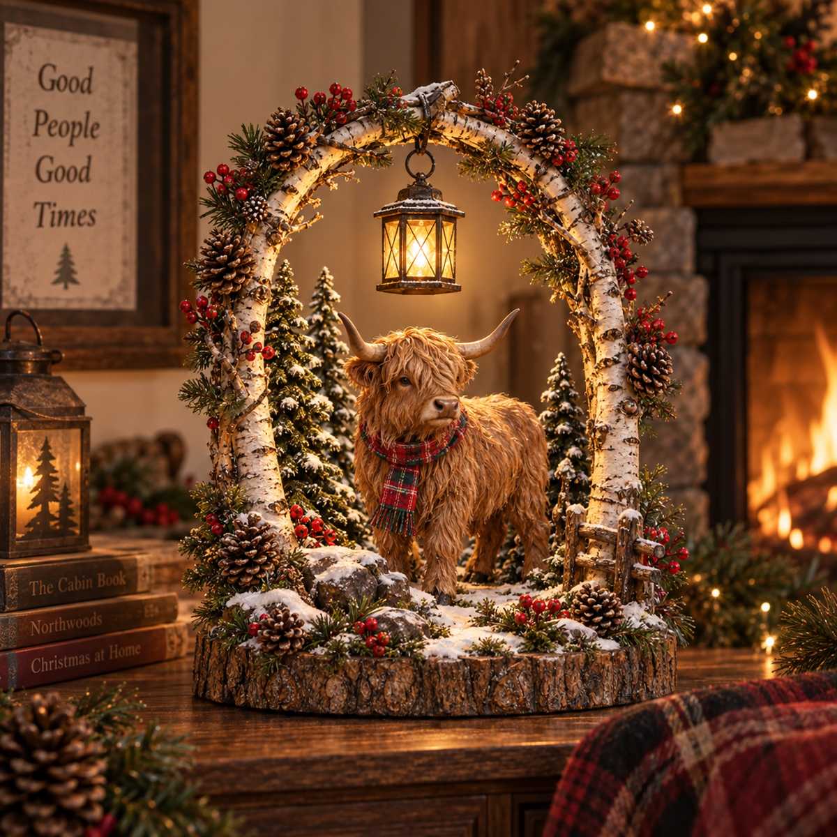 🐮 Highland Cow Christmas Lantern – Cozy Woodland Holiday Décor🎄