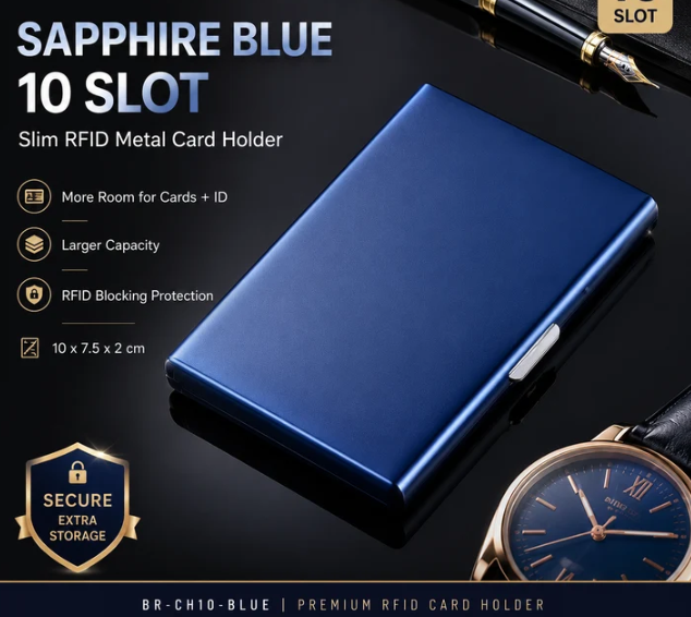 🔒RFID Blocking Stainless Steel Card Holder, Slim Portable Anti‑Theft Metal Credit Card Case