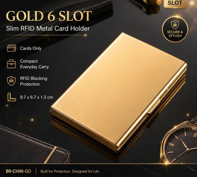 🔒RFID Blocking Stainless Steel Card Holder, Slim Portable Anti‑Theft Metal Credit Card Case