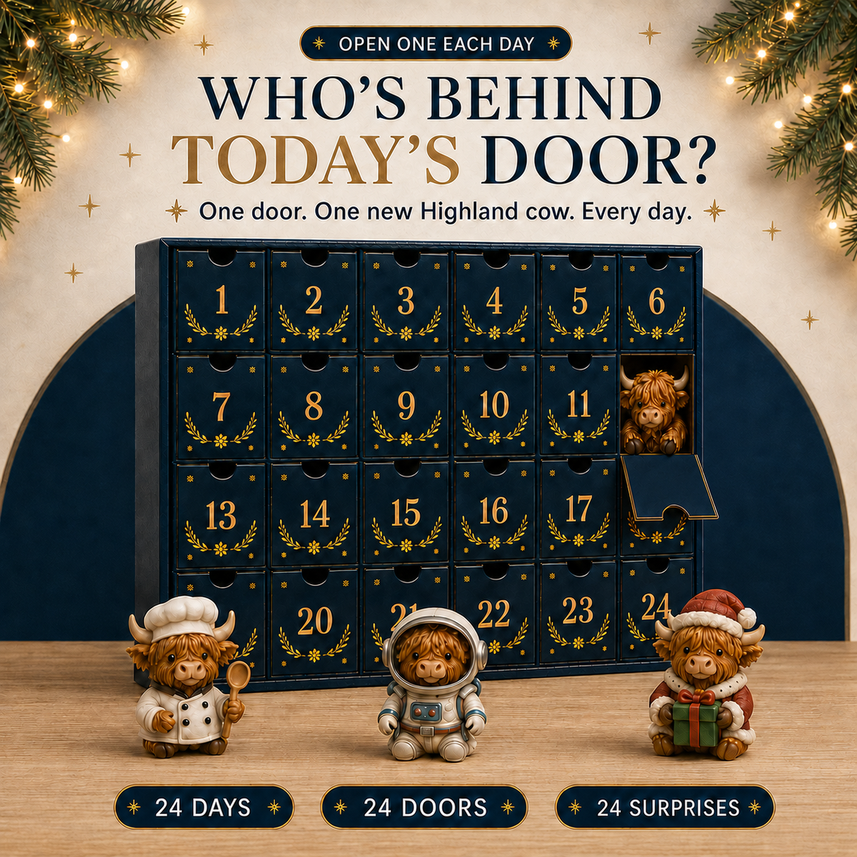 🎁🔥LAST DAY 53% OFF-🐮 24 Days of Highland Cow Advent Calendar
