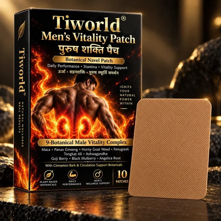 Tiworld® Men's Vitality Patch – with Ginseng, Maca & Tribulus, Plant-Based Transdermal Energy Patch for Men