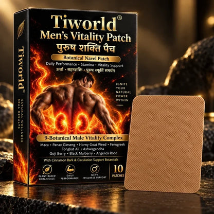 Tiworld® Men's Vitality Patch – with Ginseng, Maca & Tribulus, Plant-Based Transdermal Energy Patch for Men