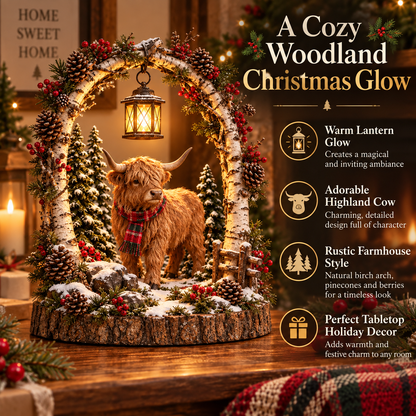🐮 Highland Cow Christmas Lantern – Cozy Woodland Holiday Décor🎄