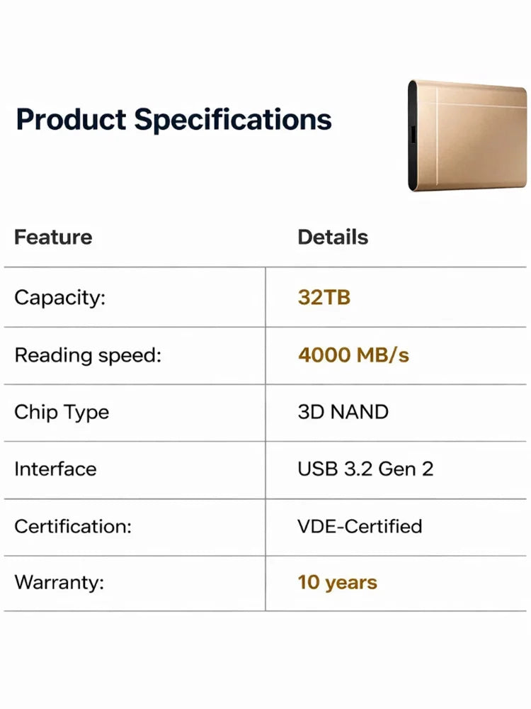 🏆Flash Sale⚡ 50K+ SOLD! Almost Gone-🔥32TB High-speed Portable SSD