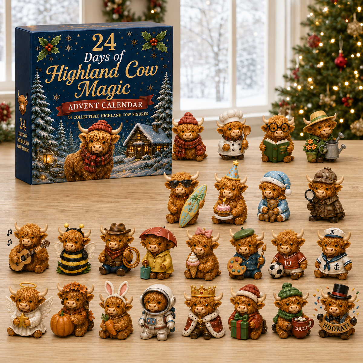 🎁🔥LAST DAY 53% OFF-🐮 24 Days of Highland Cow Advent Calendar