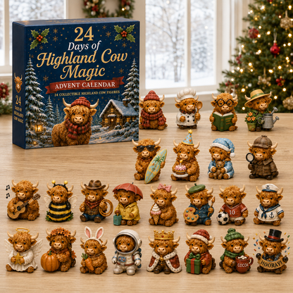 🎁🔥LAST DAY 53% OFF-🐮 24 Days of Highland Cow Advent Calendar