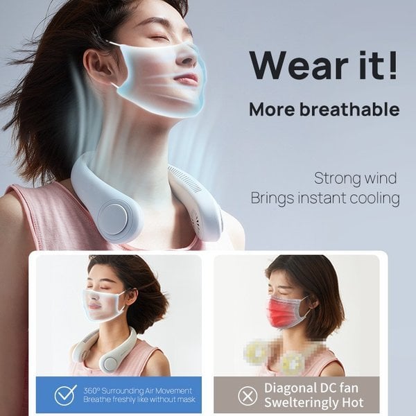 🥳2026 HOT SALE🥳💞50K+ SOLD!🍃💨 50% OFF! Neck Air Conditioner Fan – Ultra‑quiet, 360° rotating, Hands‑free cooling, long battery. 😎🌬️