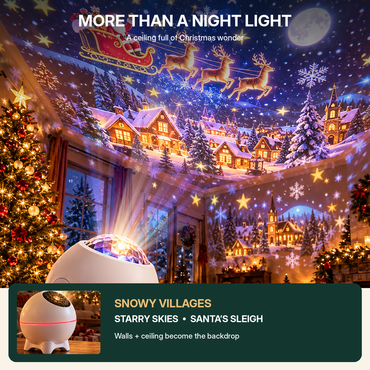 🎄 Christmas Projection Night Light – Bring Holiday Magic Home