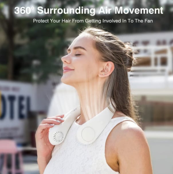 🥳2026 HOT SALE🥳💞50K+ SOLD!🍃💨 50% OFF! Neck Air Conditioner Fan – Ultra‑quiet, 360° rotating, Hands‑free cooling, long battery. 😎🌬️