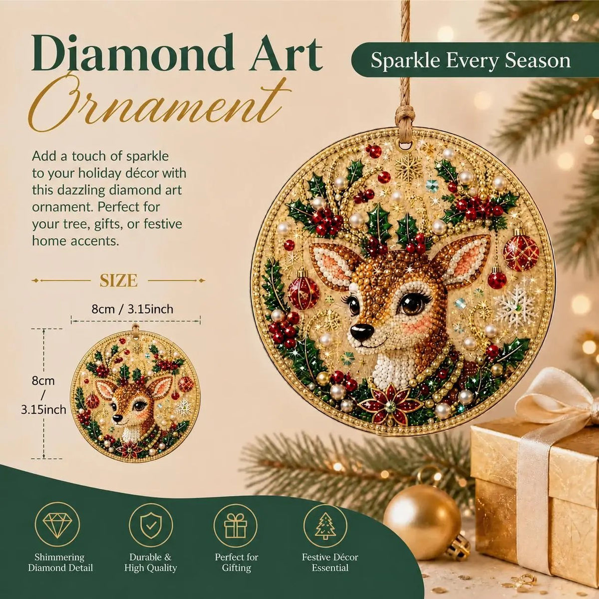 🎄🎄Only $19.99 Last Day Buy 1 Get 1 Free ! ! !🎄Christmas DIY Diamond Painting Ornaments Kit🎅