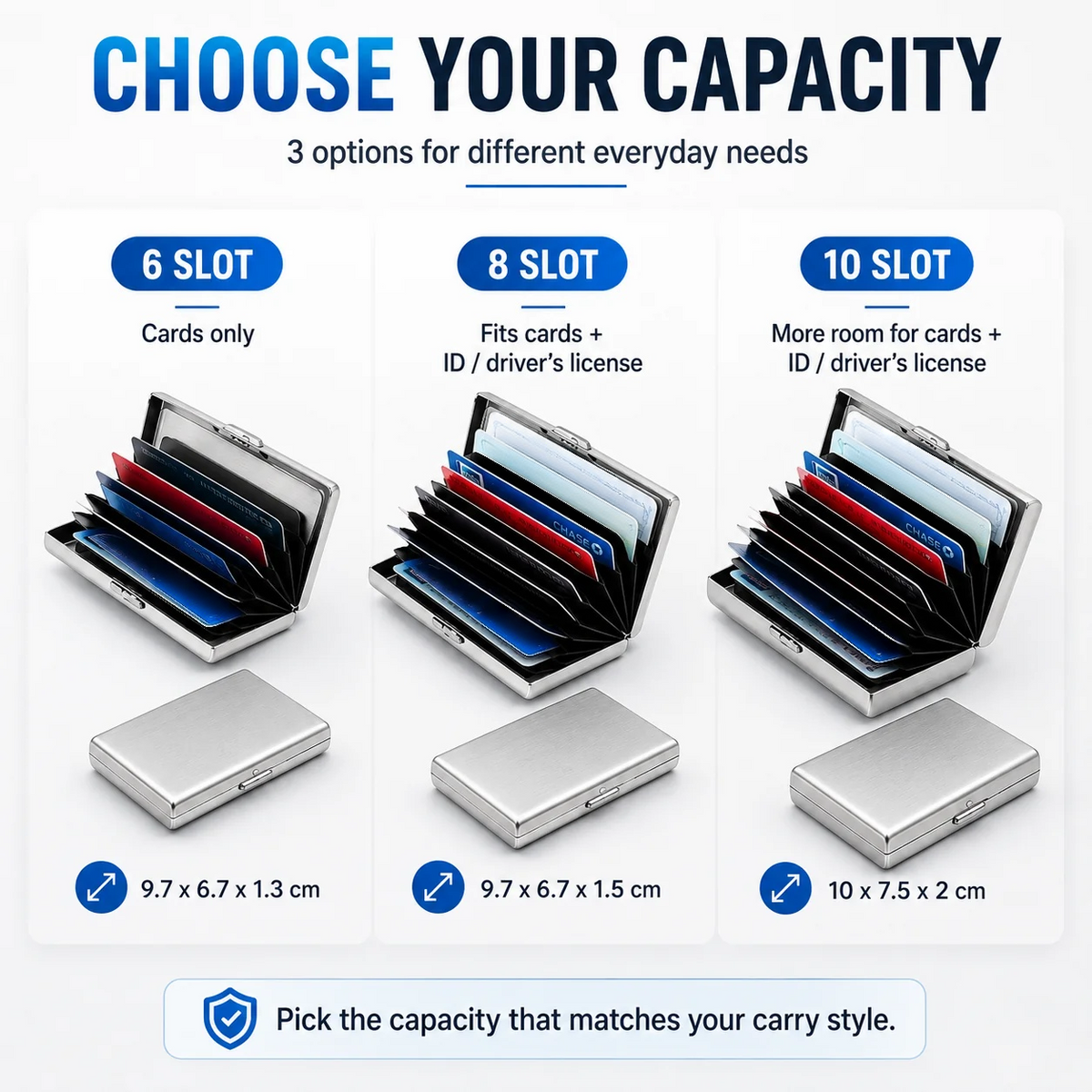 🔒RFID Blocking Stainless Steel Card Holder, Slim Portable Anti‑Theft Metal Credit Card Case