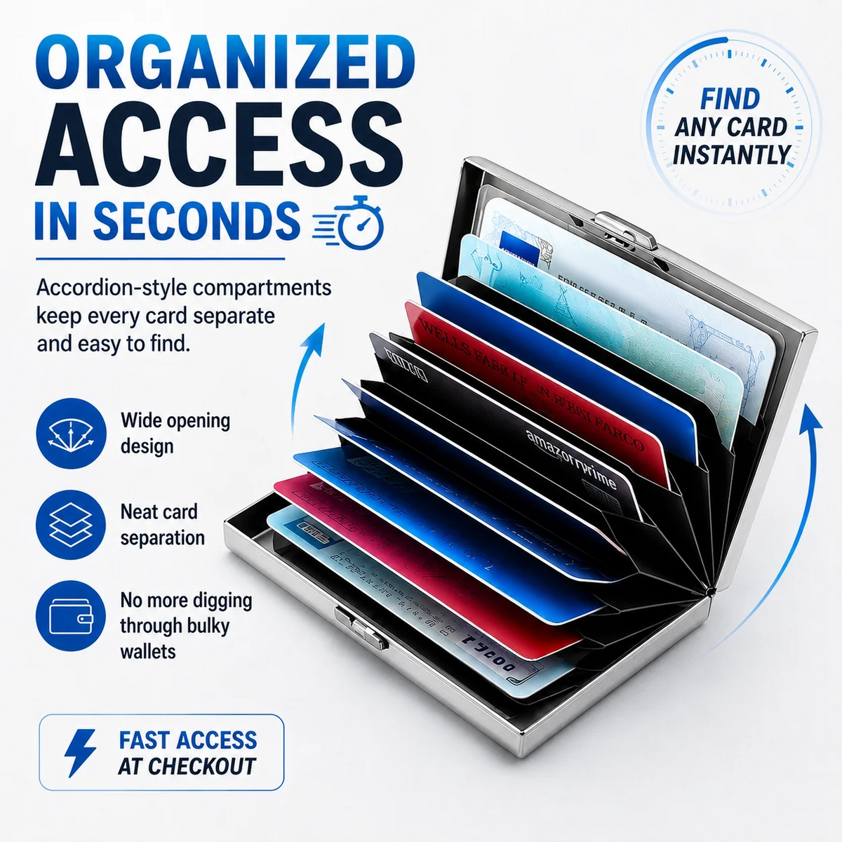 🔒RFID Blocking Stainless Steel Card Holder, Slim Portable Anti‑Theft Metal Credit Card Case
