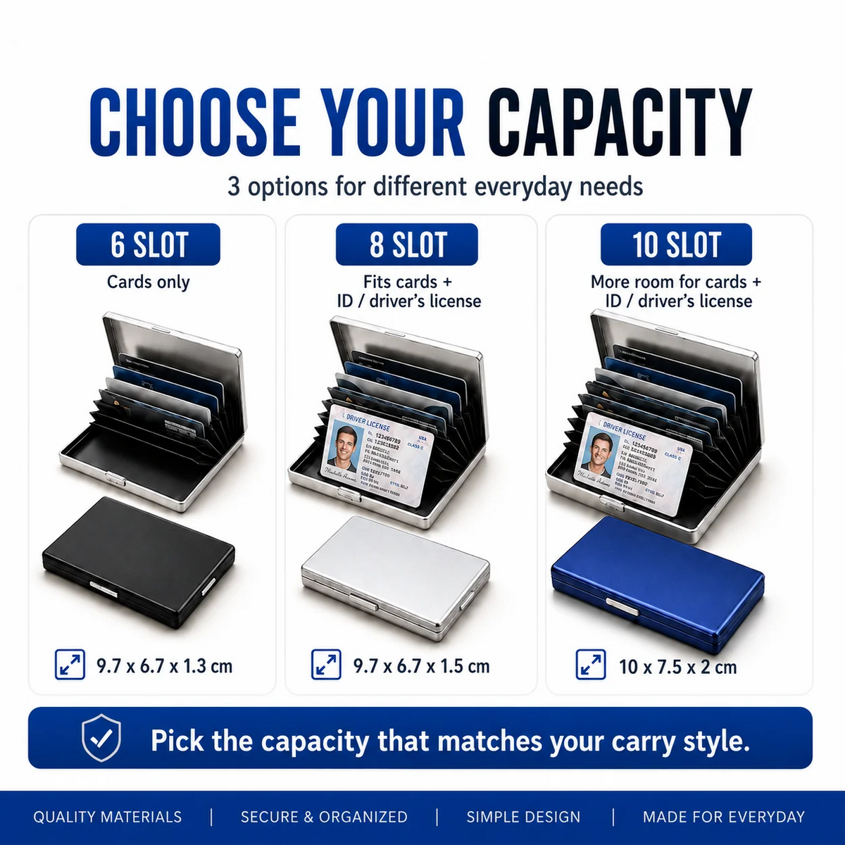 🔒RFID Blocking Stainless Steel Card Holder, Slim Portable Anti‑Theft Metal Credit Card Case