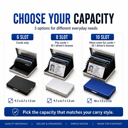 🔒RFID Blocking Stainless Steel Card Holder, Slim Portable Anti‑Theft Metal Credit Card Case