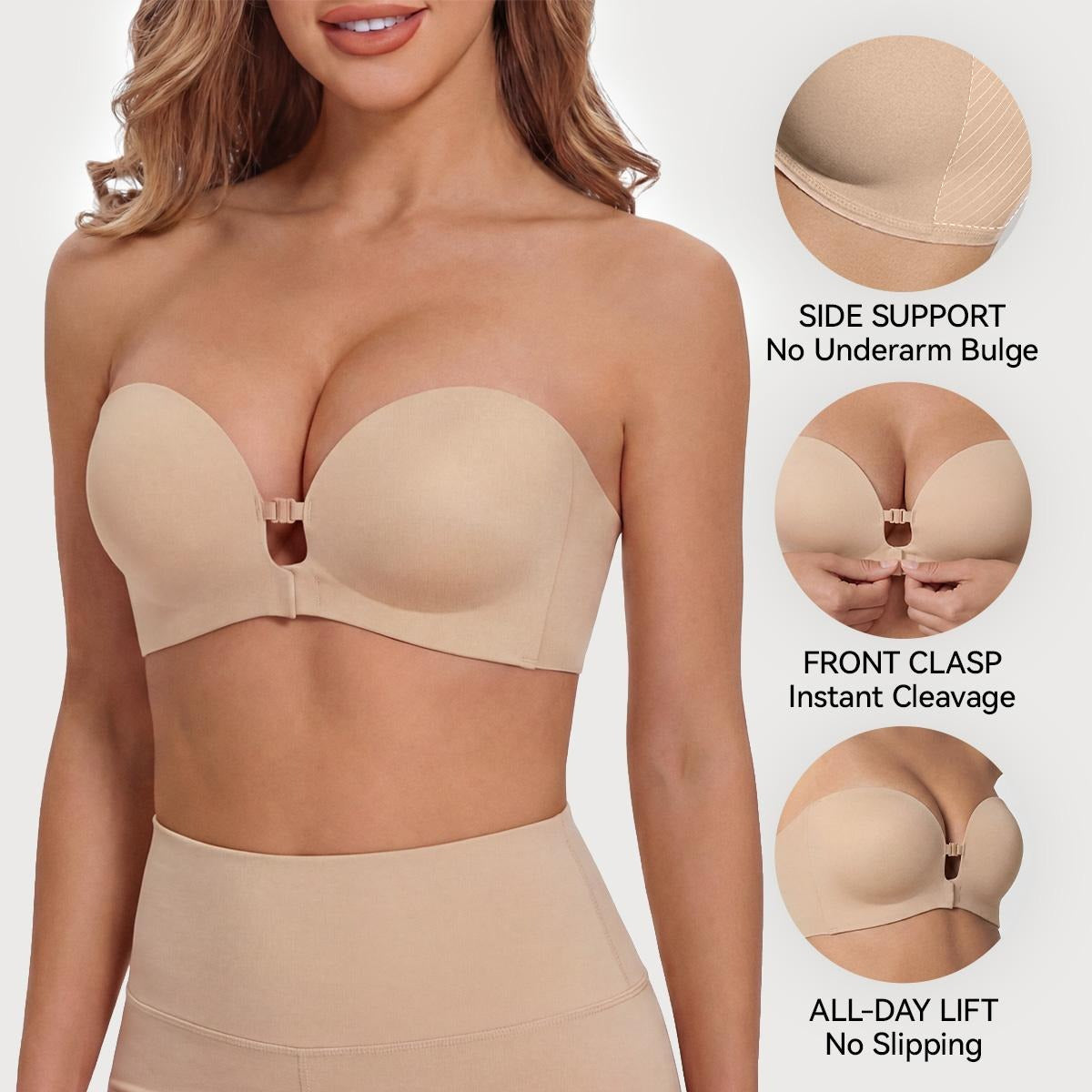 🎄 2026 Black Friday: 70% OFF!💗Women's Strapless Front-Closure Push-Up Bra – Anti-Slip Grip