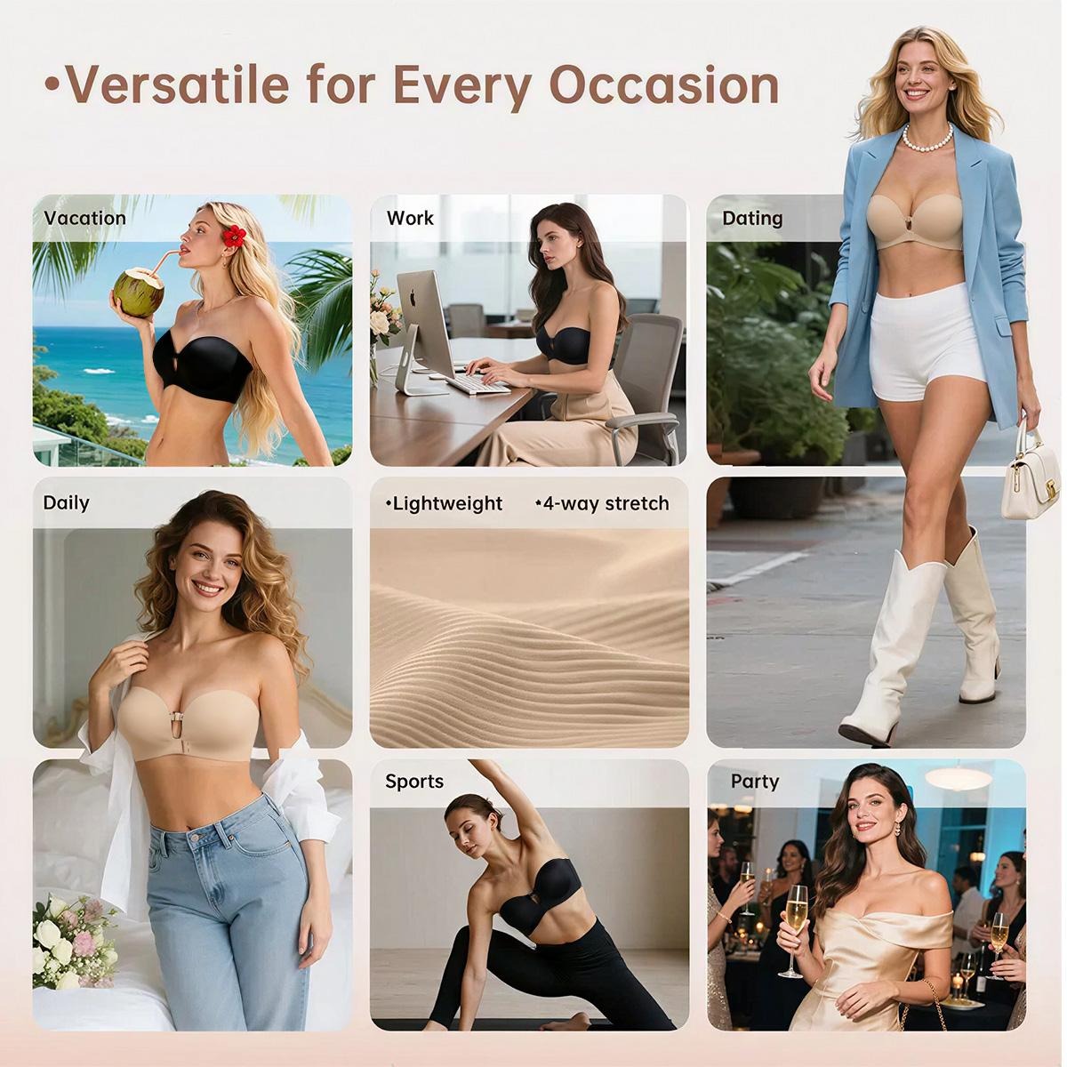 🎄 2026 Black Friday: 70% OFF!💗Women's Strapless Front-Closure Push-Up Bra – Anti-Slip Grip