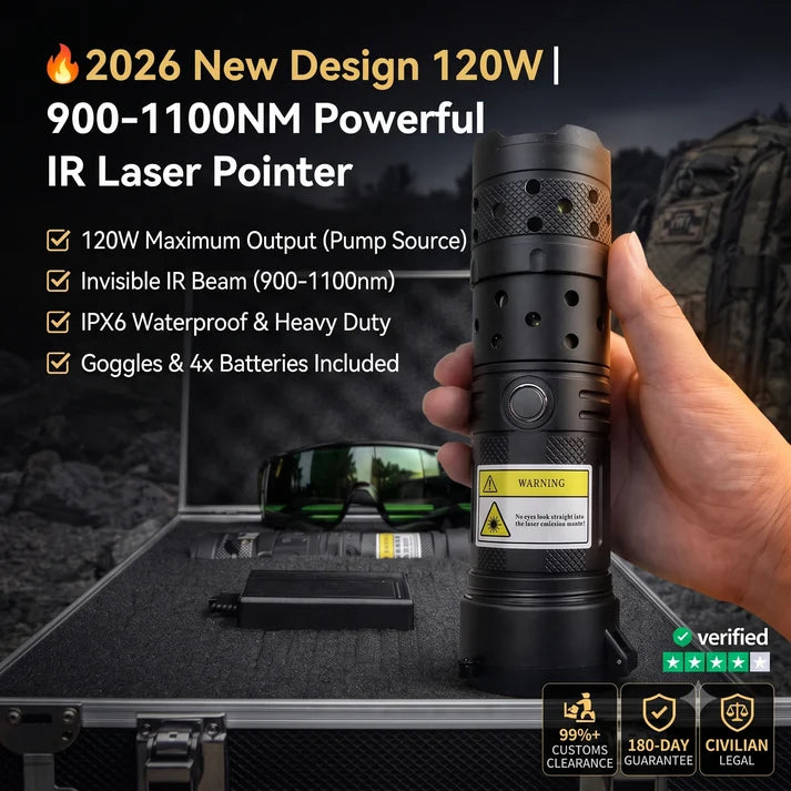 ⚡2026 New Design 120W 900-1100NM Powerful IR Laser Pointer