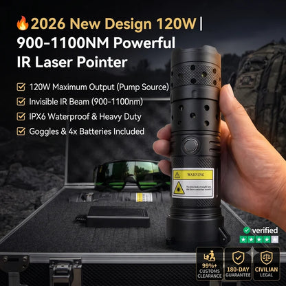 ⚡2026 New Design 120W 900-1100NM Powerful IR Laser Pointer
